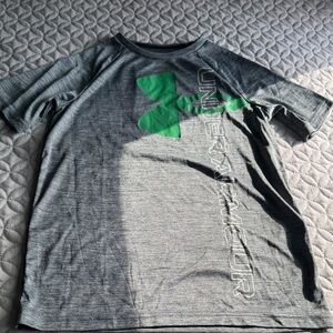 Under Armour Kids Tee in Gray with Green Logo